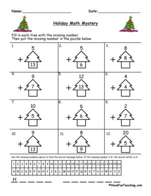 Christmas Addition Worksheet