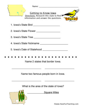 Iowa Worksheet