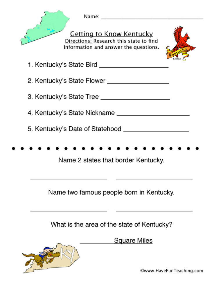 Kentucky Worksheet