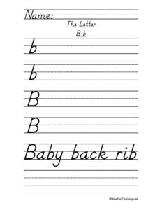 Letter B D'Nealian Script Handwriting Practice Worksheet - Have Fun ...