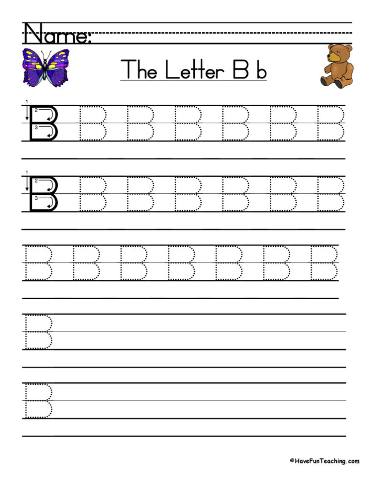 Letter B Handwriting Practice Worksheet