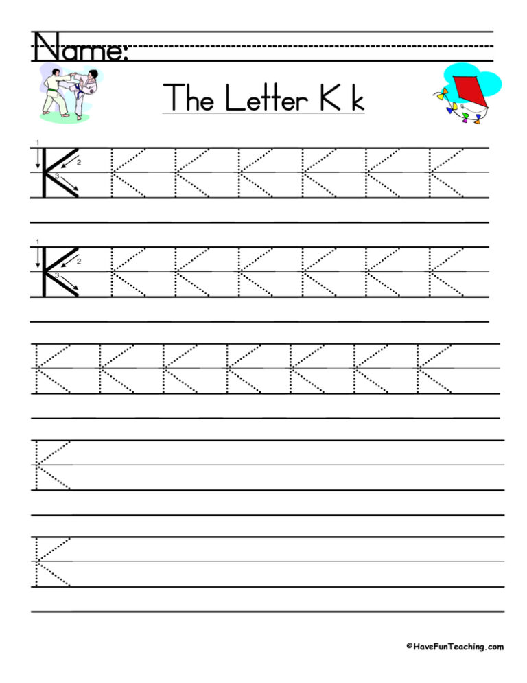Letter K Handwriting Practice Worksheet