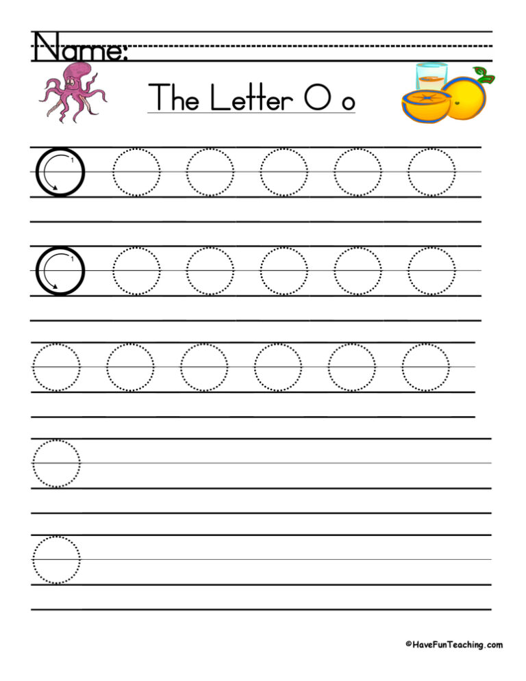 Letter O Handwriting Practice Worksheet