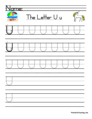 Letter U Handwriting Practice Worksheet