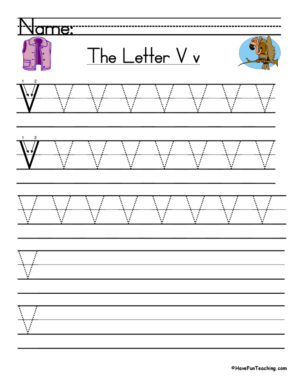 Letter V Handwriting Practice Worksheet