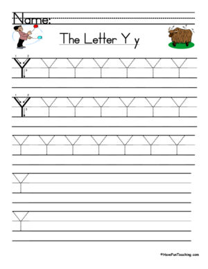 Letter Y Handwriting Practice Worksheet