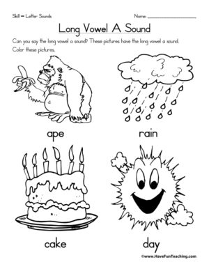 Long Vowel A Worksheet