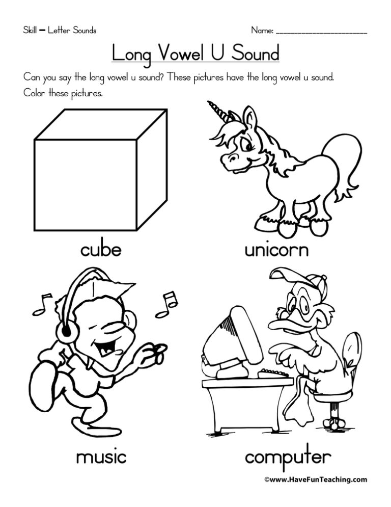 Long Vowel U Worksheet