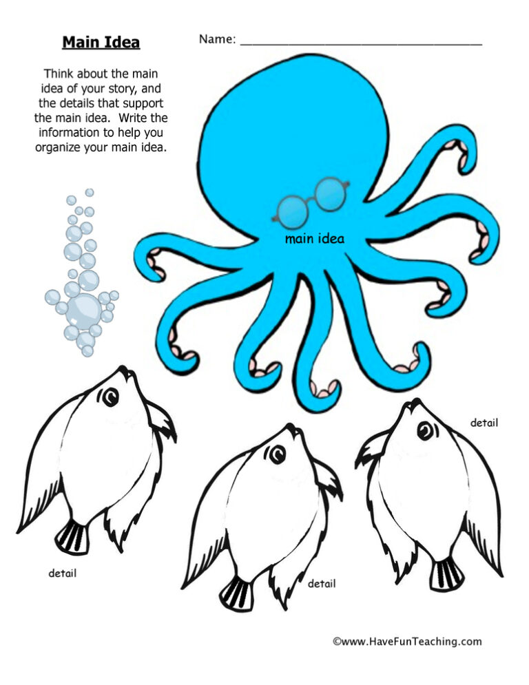 Main Idea Octopus Graphic Organizer