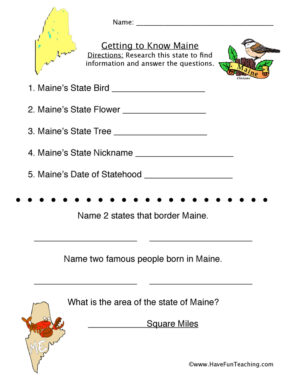 Maine Worksheet