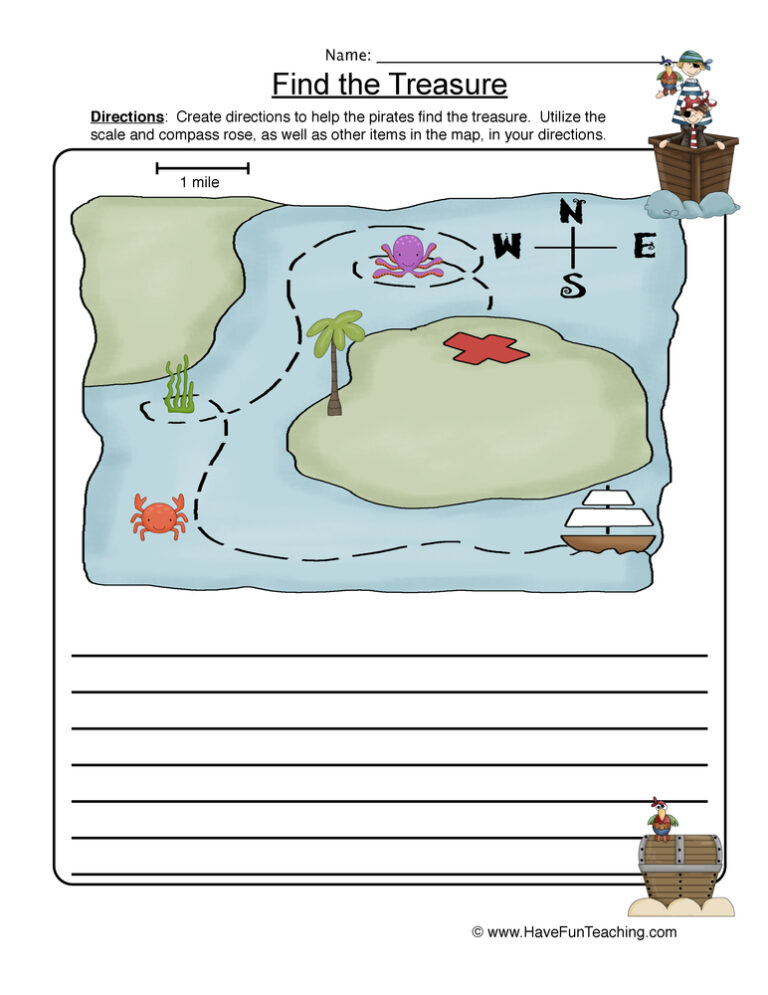 Pirate Map Skills Worksheet