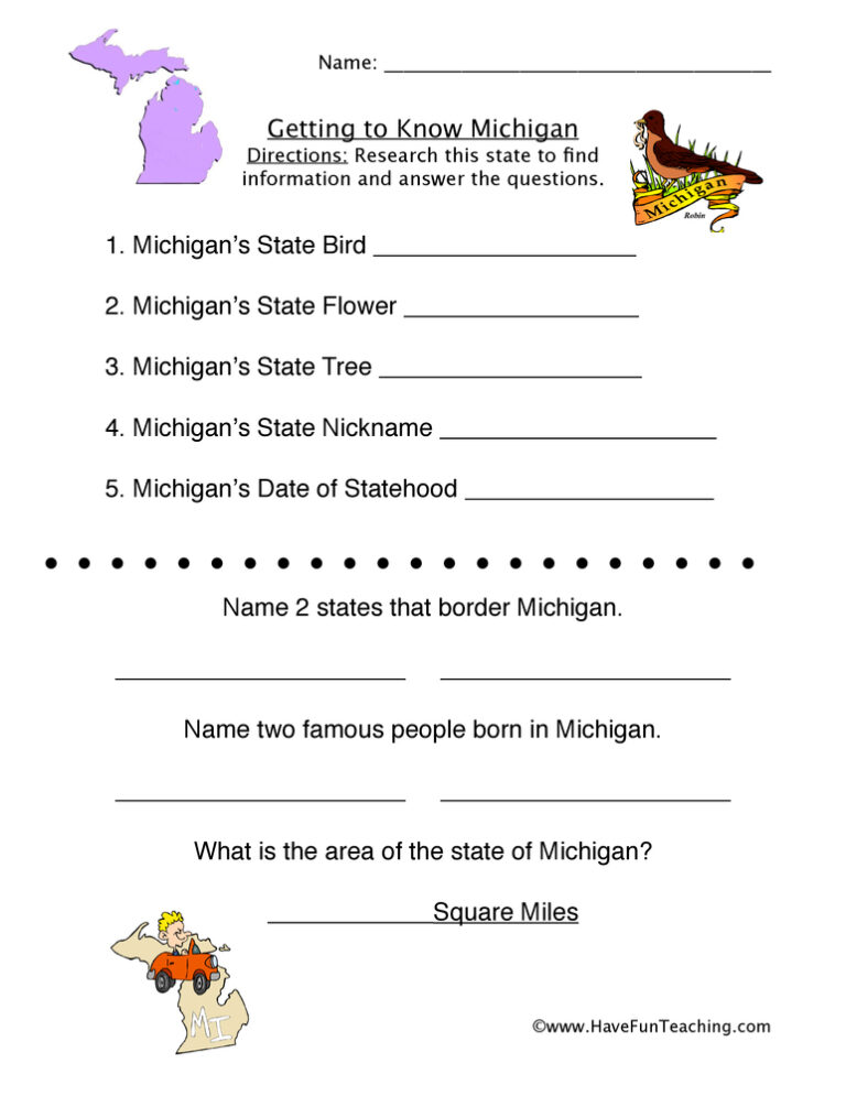 Michigan Worksheet