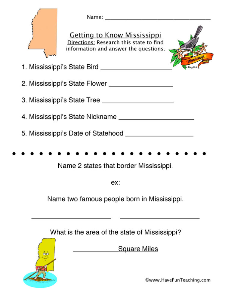 Mississippi Worksheet