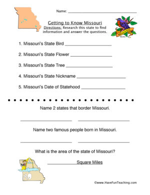 Missouri Worksheet