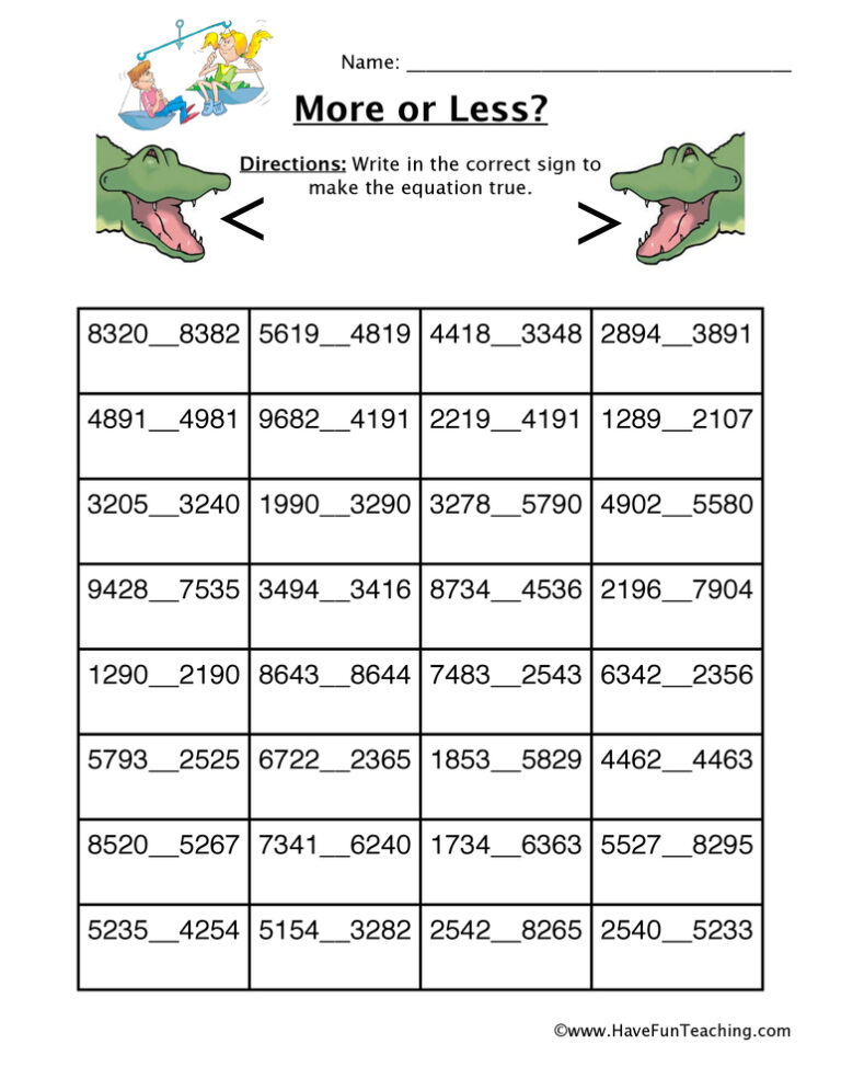 Thousands More or Less Worksheet