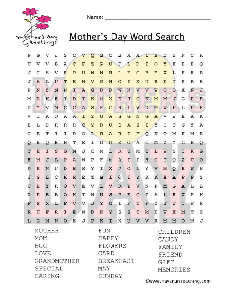 Mother's Day Word Search