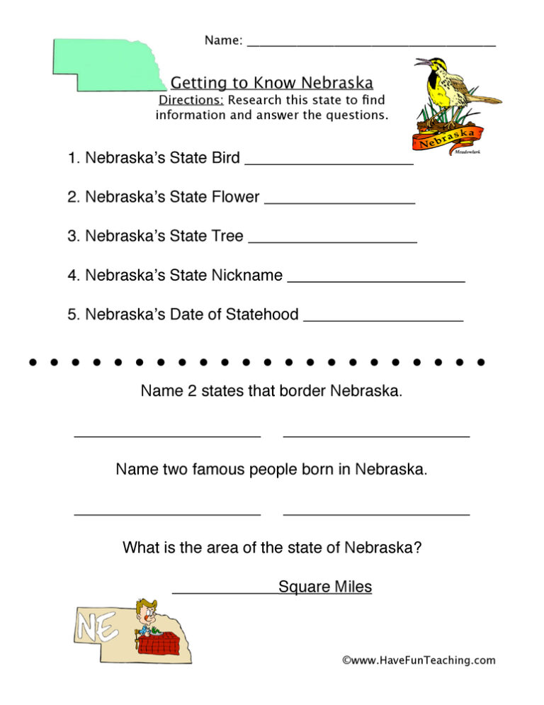 Nebraska Worksheet
