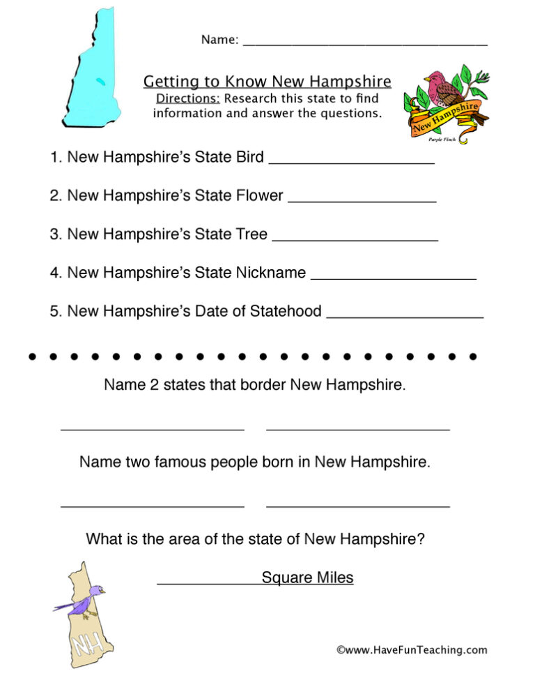 New Hampshire Worksheet