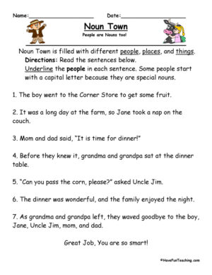 Noun Town Worksheet