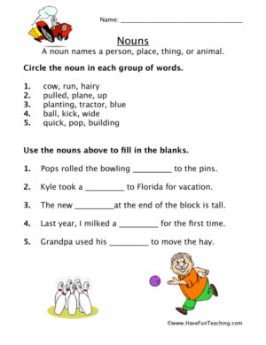 Noun Usage Worksheet