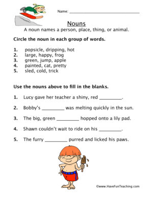 Noun Examples Worksheet