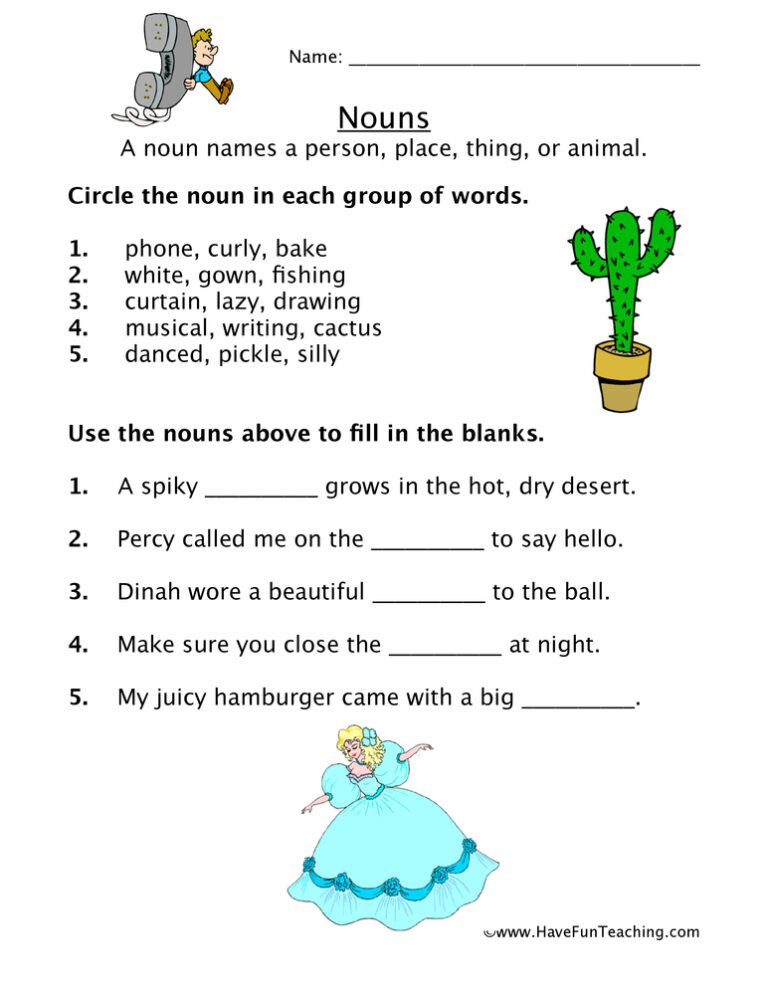 Noun Practice Worksheet