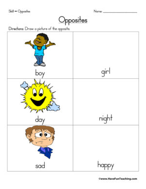 Opposites Drawings Worksheet