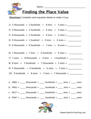 Four Digit Place Value Conversions Worksheet