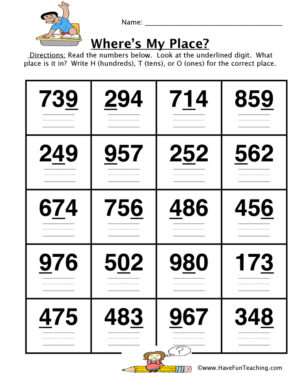 Identifying Place Value Worksheet