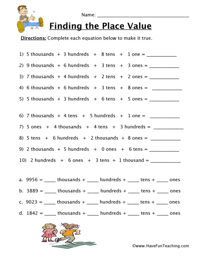 THTO Place Value Worksheet
