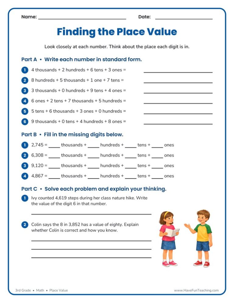 Four Digit Place Value Worksheet