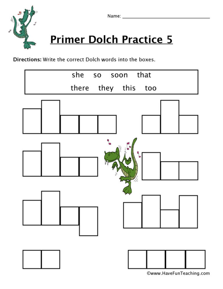 Kindergarten Sight Words S to T Worksheet