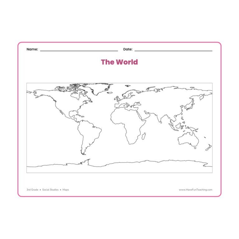 World Blank Map Worksheet