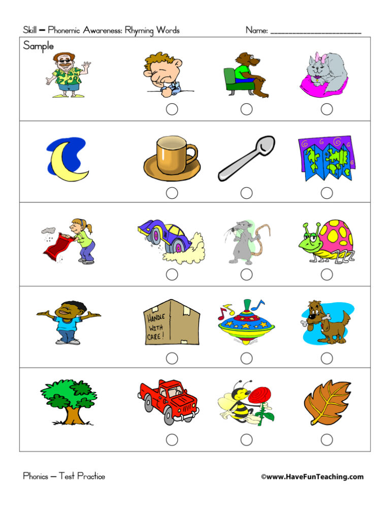 Rhyming Sounds Test Practice