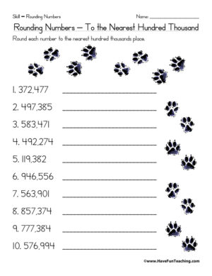 Rounding to the Nearest Hundred Thousand Worksheet
