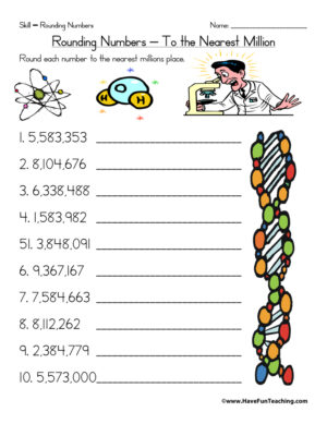Rounding to the Nearest Million Worksheet