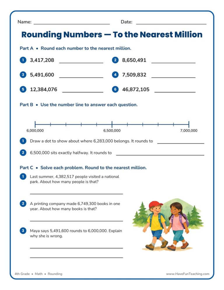 Rounding to the Nearest Million Worksheet