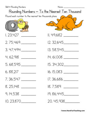 Rounding to the Nearest Ten Thousand Worksheet