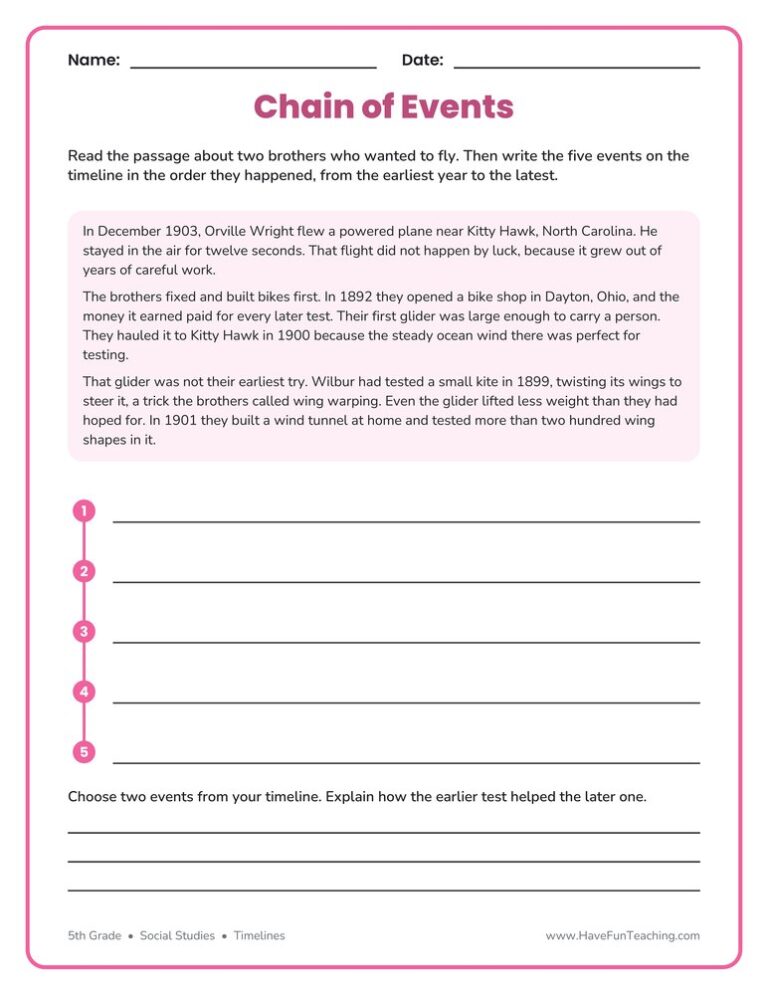 History Vertical Timeline of Events Graphic Organizer