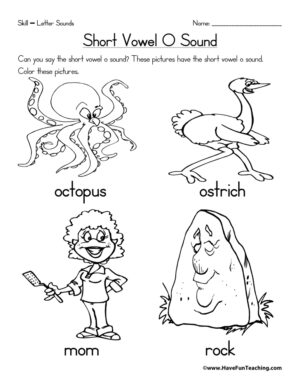 Short Vowel O Worksheet