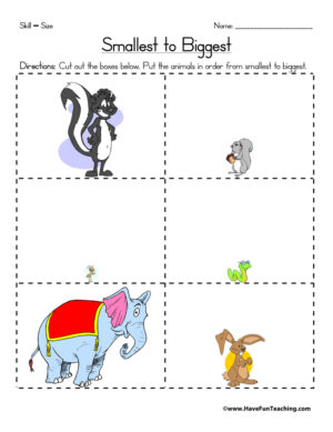 Smallest to Biggest Worksheet