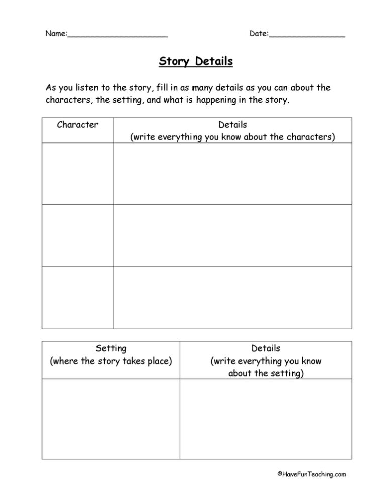 Story Elements Graphic Organizer