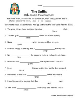 Suffix ED Worksheet