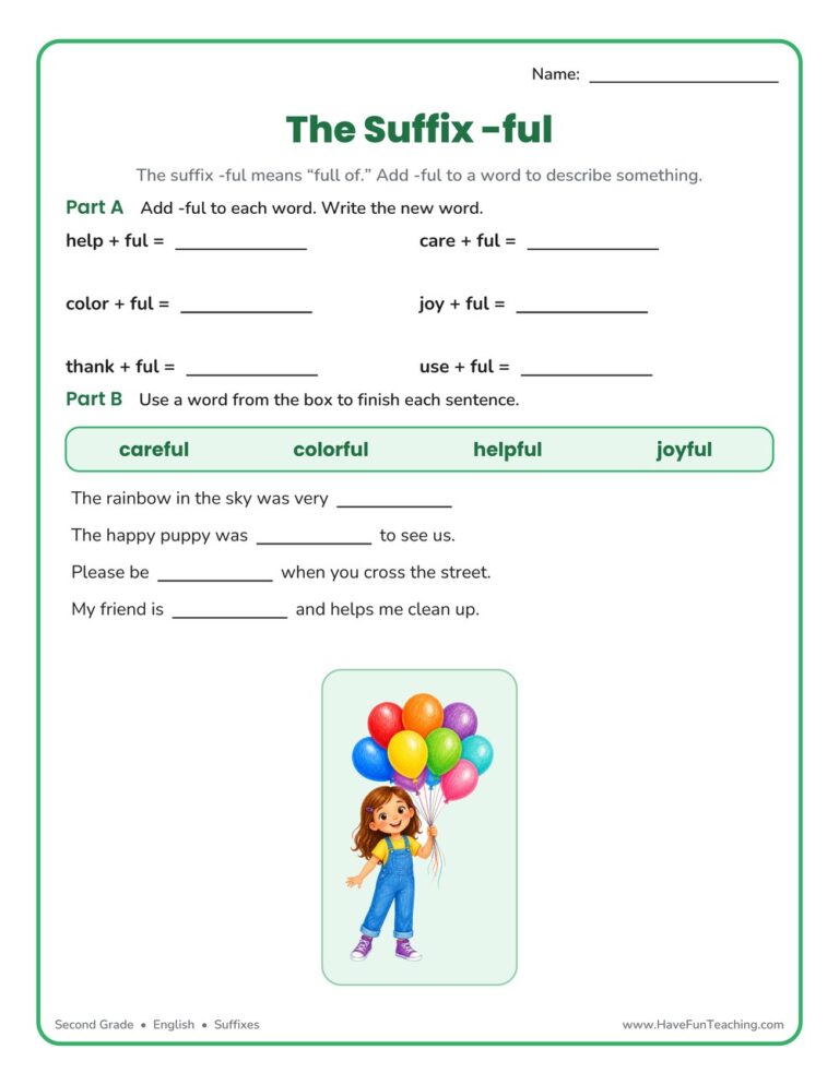 Suffix FUL Worksheet