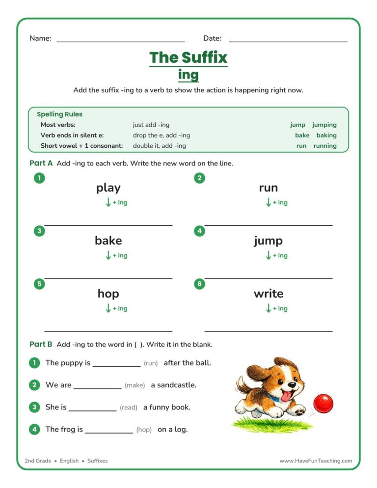 Suffix ING Worksheet