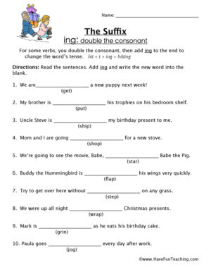 ING Suffix Worksheet