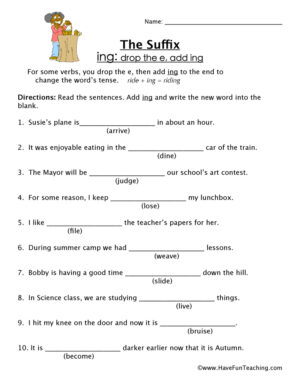 Add Suffix ING Worksheet