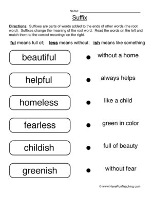 Matching Suffix Worksheet