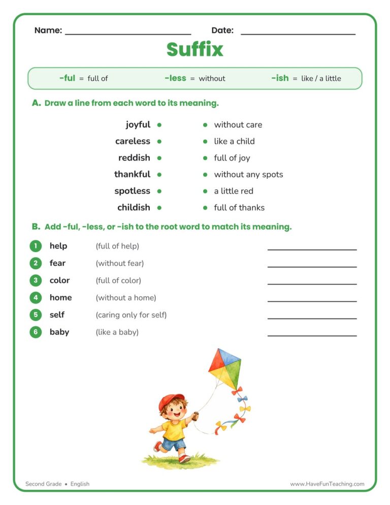 Matching Suffix Worksheet