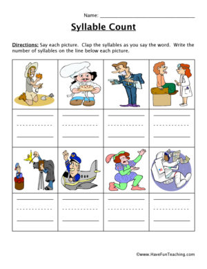 Career Words Syllable Worksheet